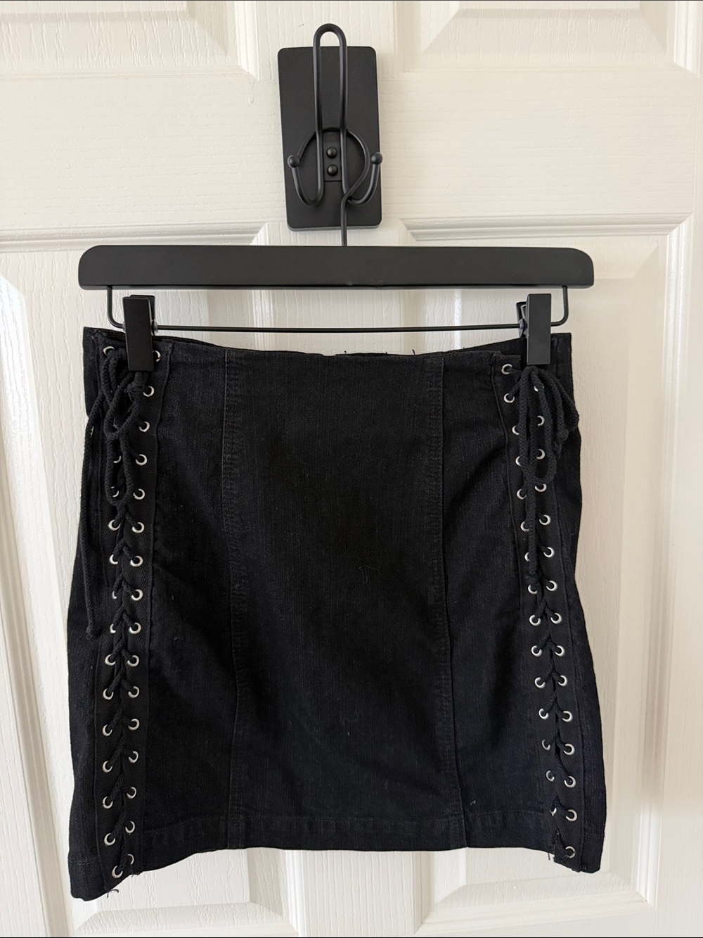 Carmar Black Lace-Up Denim Mini Skirt